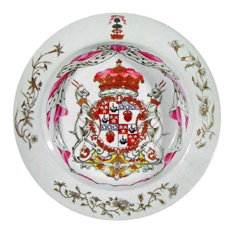 Douglas-Hamilton coat of arms on Chinese plate