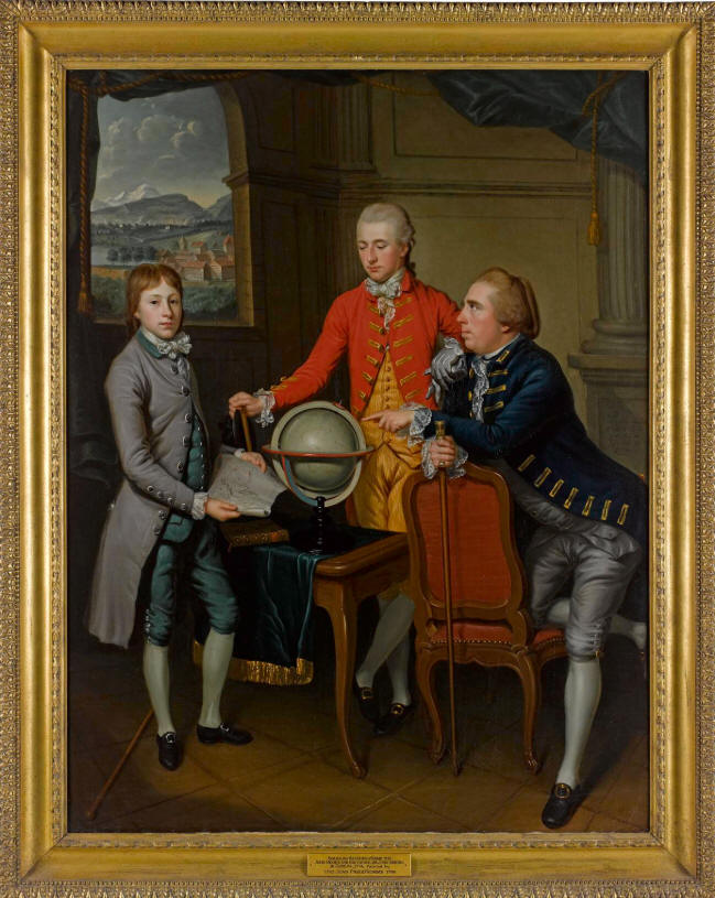 Painting of Douglas, 8th Duke of Hamilton on his Grand Tour, flanked by his physician Dr John Moore and the latter's son, John, later Lieutenant-General Sir John Moore