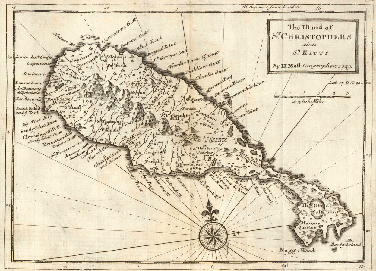 Map of St Kitts, 1729