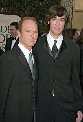 Sean Douglas with dad Michael Keaton at the 2003 Golden Globes