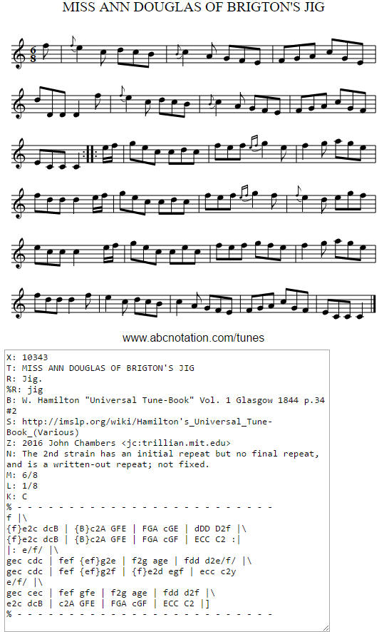 Miss Ann Douglas of Brigton's jig